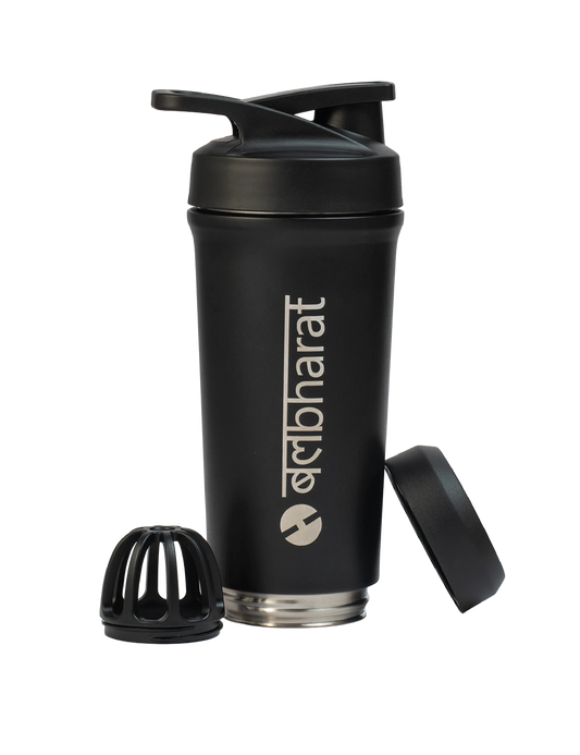 Premium Metal Protein Shaker – Dual-Side Open Stainless Steel Shaker for Easy Mixing & Cleaning