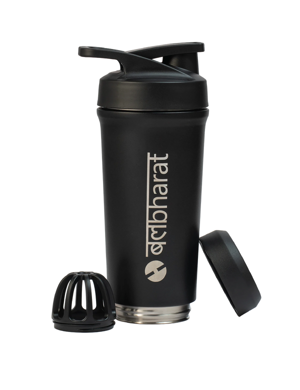 Premium Metal Protein Shaker – Dual-Side Open Stainless Steel Shaker for Easy Mixing & Cleaning