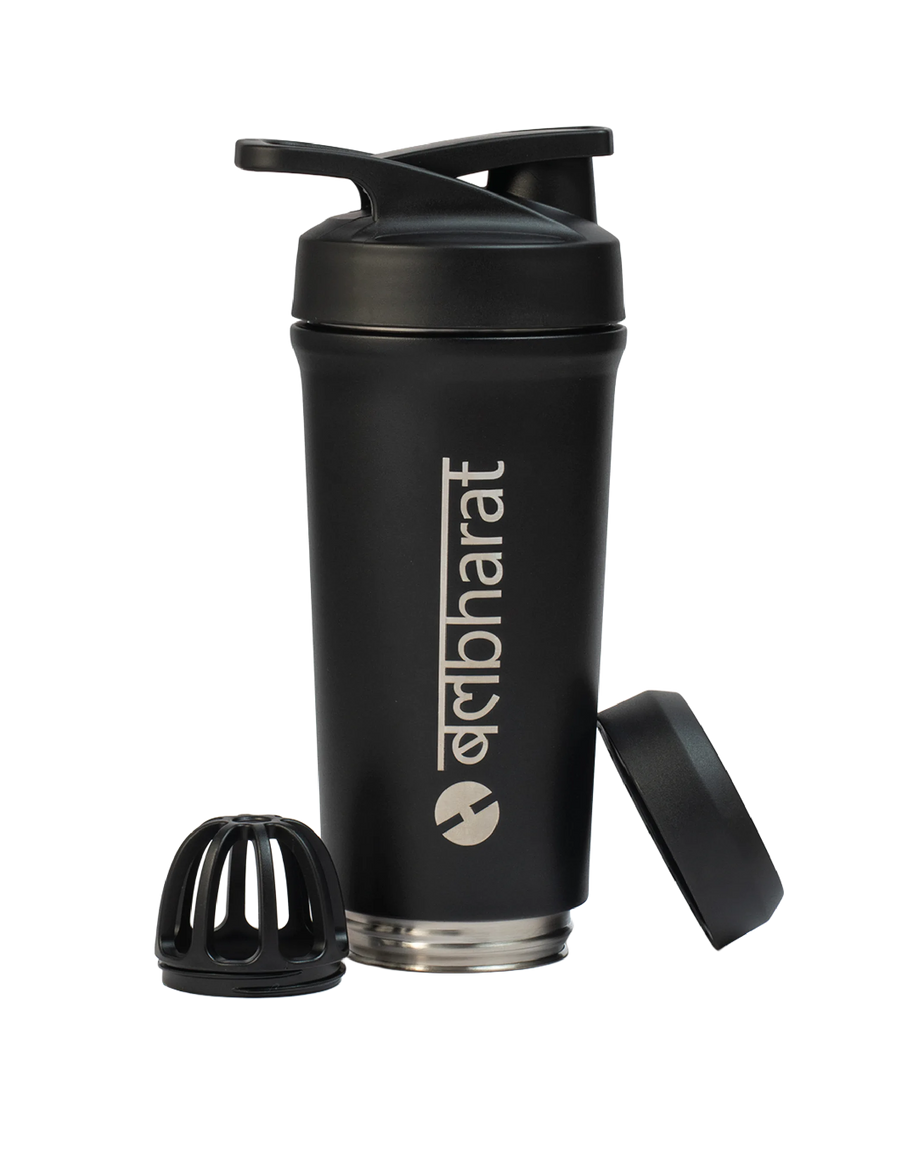 Premium Metal Protein Shaker – Dual-Side Open Stainless Steel Shaker for Easy Mixing & Cleaning