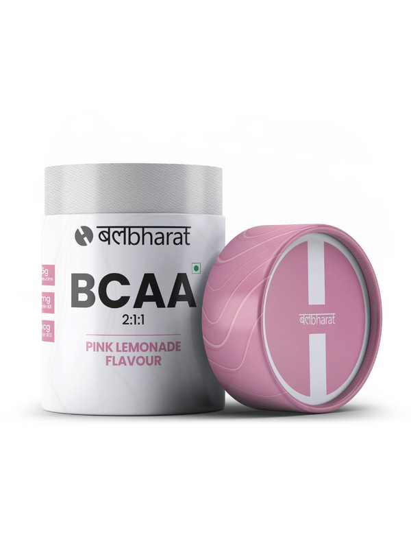 Bal Bharat BCAA 2:1:1 | 10g Per Serving, Pink Lemonade, Pouch | L-Leucine, L-Isoleucine, L-Valine, Recovery & Endurance