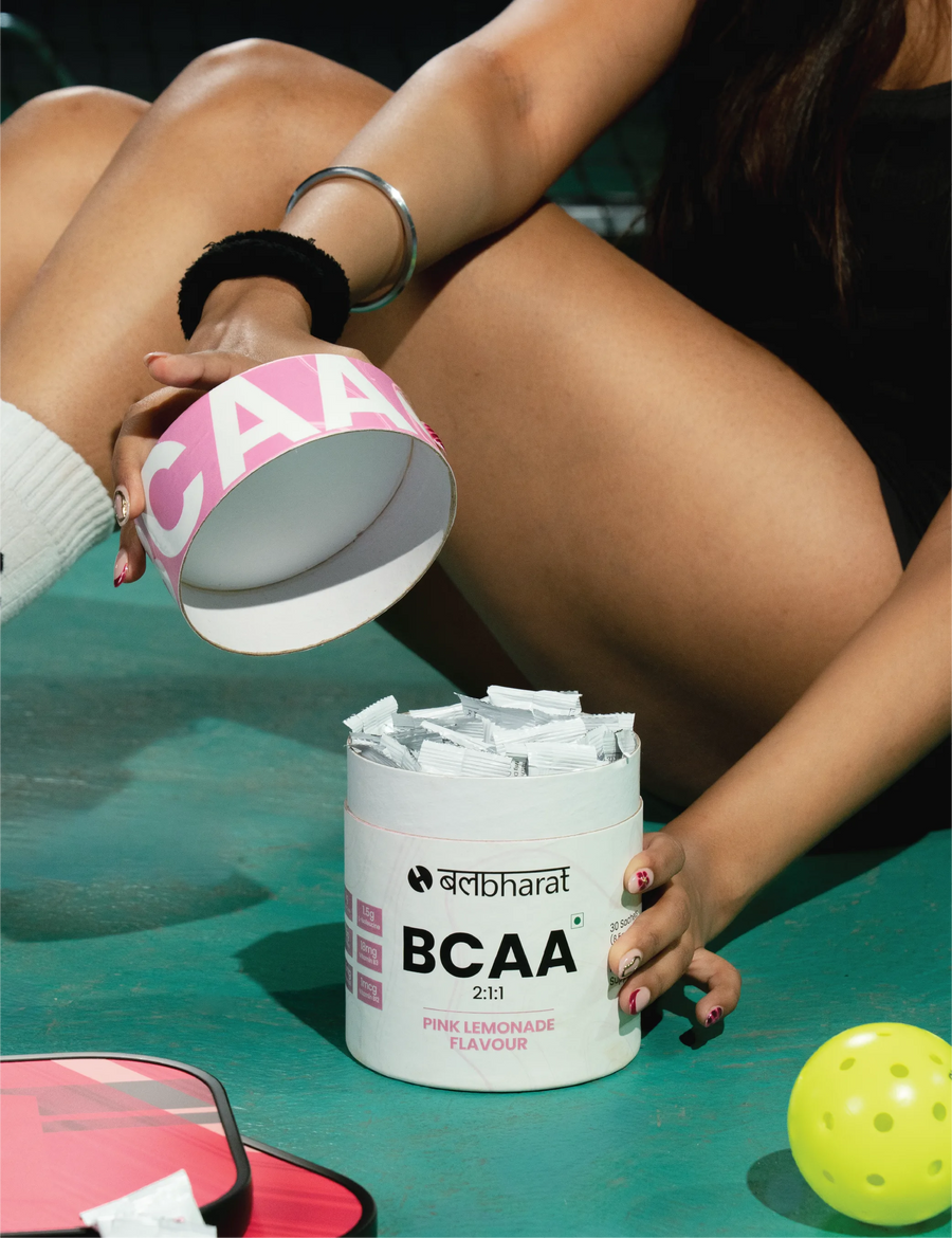 Bal Bharat BCAA 2:1:1 | 10g Per Serving, Pink Lemonade, Pouch | L-Leucine, L-Isoleucine, L-Valine, Recovery & Endurance
