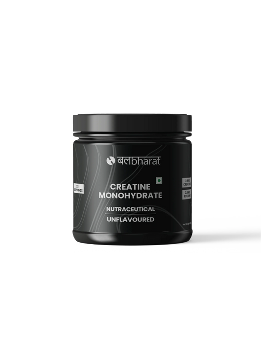 Bal Bharat Creatine Monohydrate with BioPerine® | 100g Unflavored | Micronized, Enhanced Absorption, Strength Booster