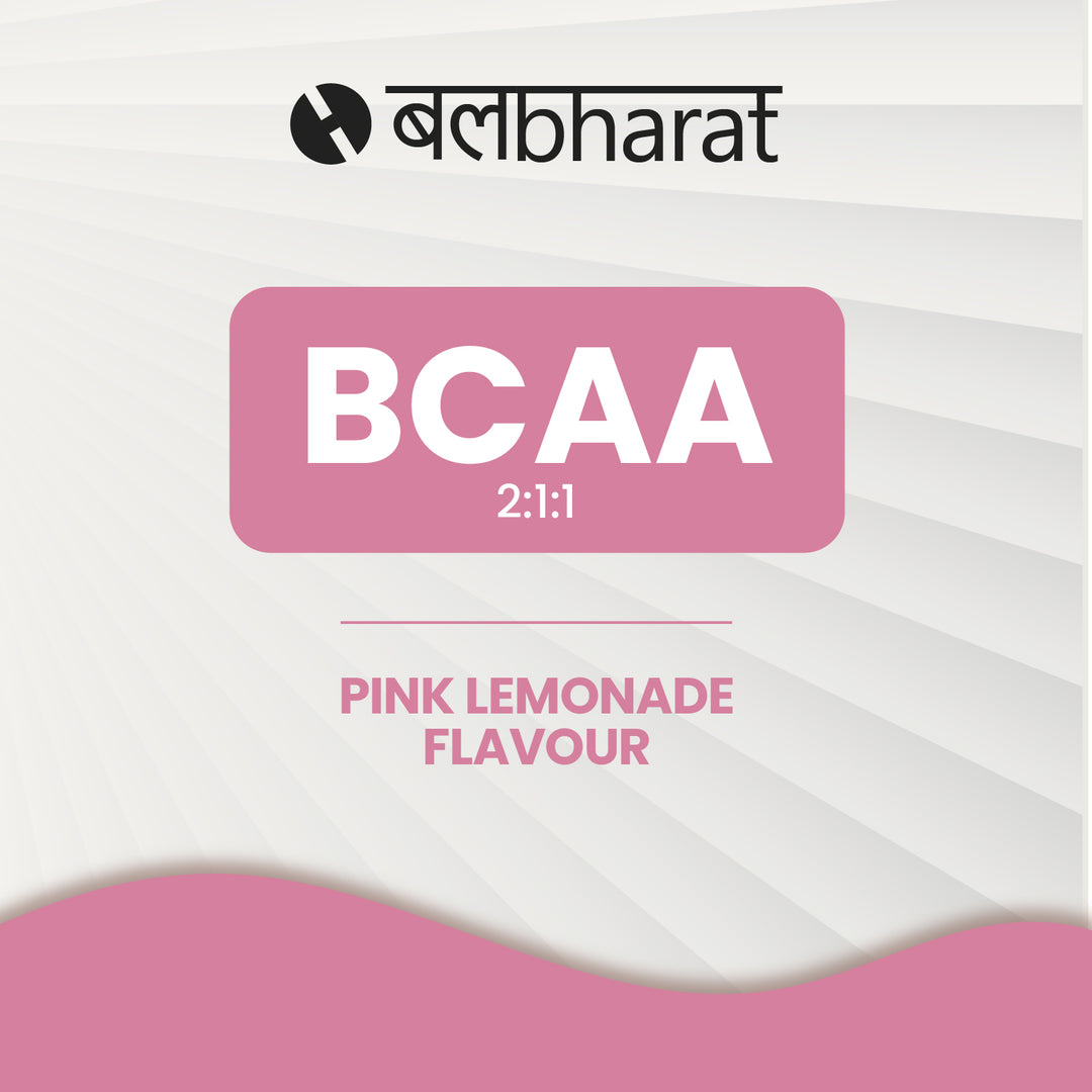 Bal Bharat BCAA 2:1:1 | 10g Per Serving, Pink Lemonade, Pouch | L-Leucine, L-Isoleucine, L-Valine, Recovery & Endurance