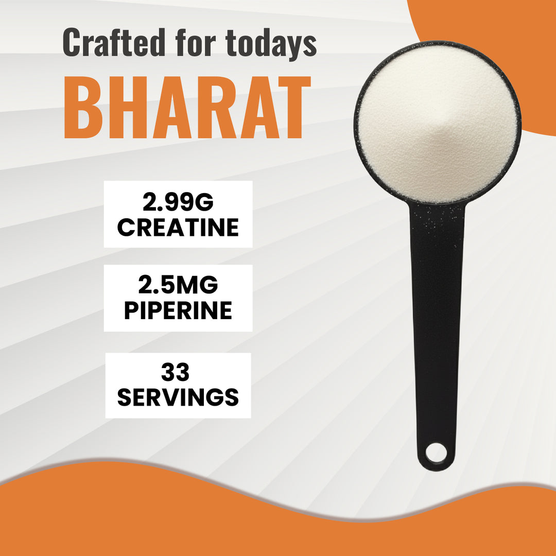 Bal Bharat Creatine Monohydrate with BioPerine® | 100g Unflavored | Micronized, Enhanced Absorption, Strength Booster